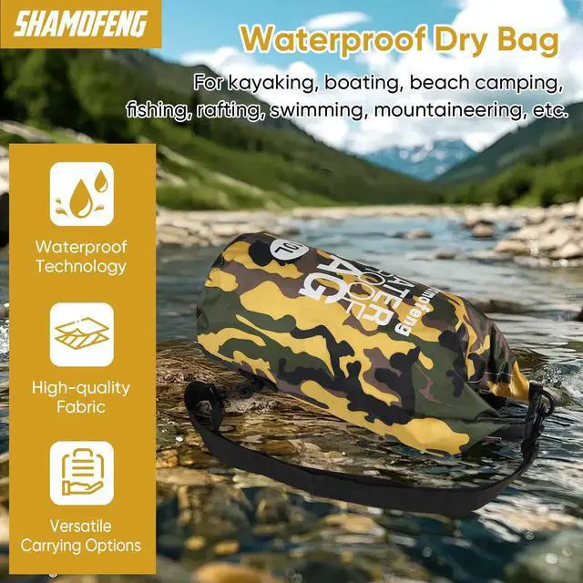 Alt view image 2 of 7 - Waterproof Dry Bag 5L/10L/15L/20L/30L Roll Top Dry Storage Backpack with Phone Case, Collapsible Water Bottle, Sunglasses, Ear Band for Kayaking Boating Swimming Fishing Camping, Yellow 30L