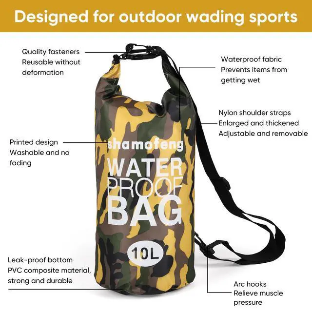 Alt view image 4 of 7 - Waterproof Dry Bag 5L/10L/15L/20L/30L Roll Top Dry Storage Backpack with Phone Case, Collapsible Water Bottle, Sunglasses, Ear Band for Kayaking Boating Swimming Fishing Camping, Yellow 30L
