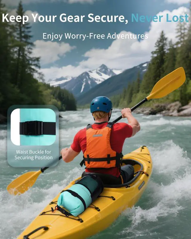 Alt view image 6 of 7 - Waterproof Dry Bag for Women Men, 5L/10L/20L Roll Top Lightweight Dry Storage Bag Backpack for Travel Kayaking Hiking Floating with Waterproof Phone Case,Green