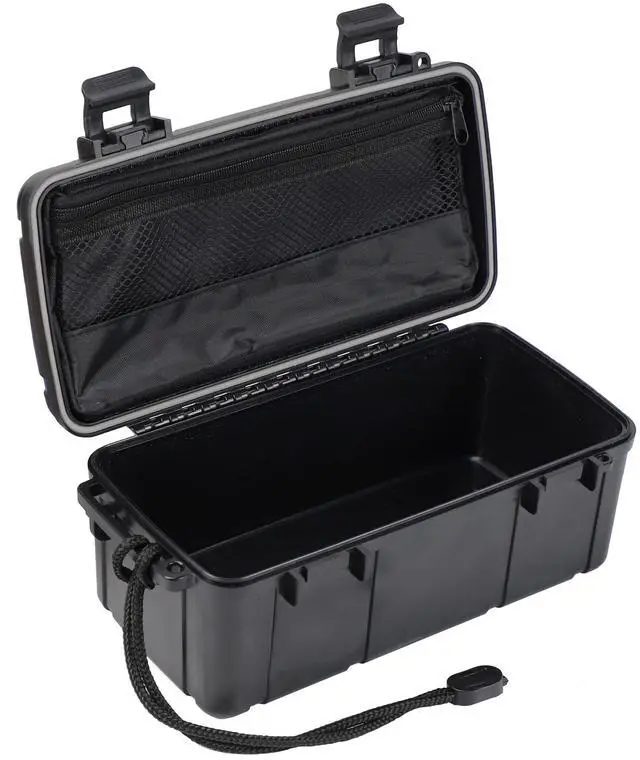 Main image of Waterproof Kayak Dry Box - Floating ABS Storage Case with Stainless Steel Hinge & Mesh Pocket - Airtight Floating Waterproof Case Box for Phones, Keys & Boating Gear - 8.8" x 4" x 3.5"