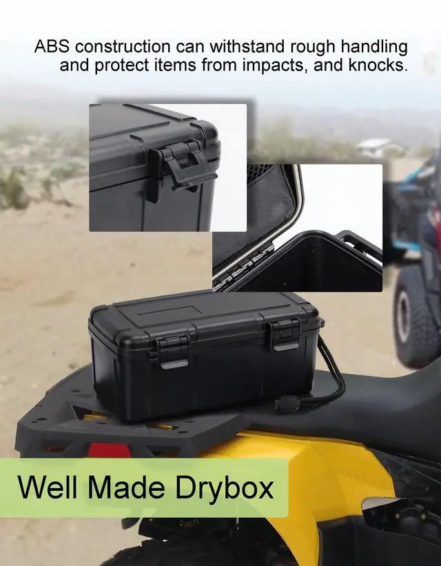 Alt view image 6 of 6 - Waterproof Kayak Dry Box - Floating ABS Storage Case with Stainless Steel Hinge & Mesh Pocket - Airtight Floating Waterproof Case Box for Phones, Keys & Boating Gear - 8.8" x 4" x 3.5"