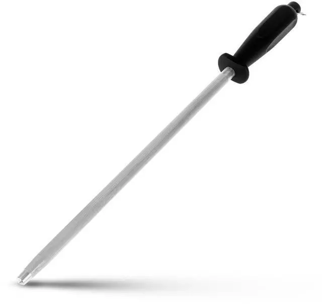 Main image of 12-Inch Knife Sharpening Rod, Fine Carbon Honing Steel, Black Handle