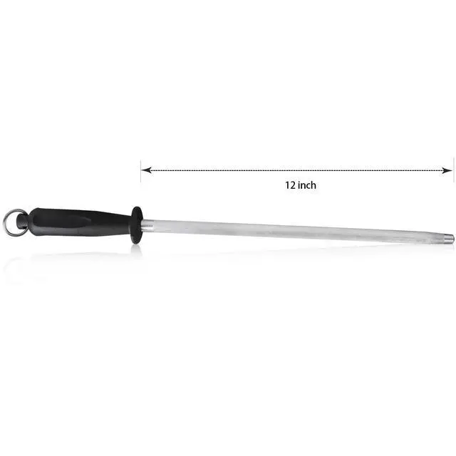 Alt view image 2 of 7 - 12-Inch Knife Sharpening Rod, Fine Carbon Honing Steel, Black Handle
