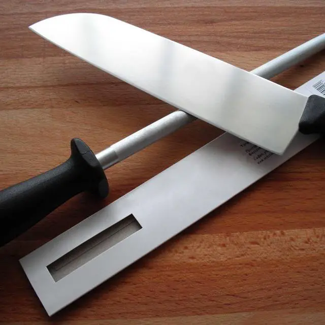 Alt view image 4 of 7 - 12-Inch Knife Sharpening Rod, Fine Carbon Honing Steel, Black Handle