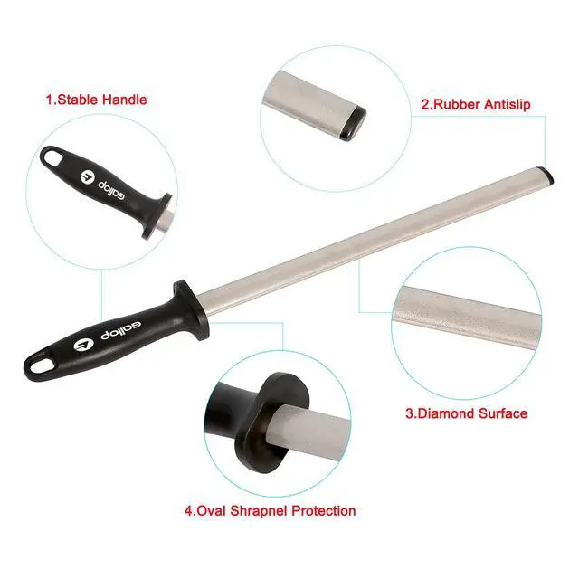 Alt view image 2 of 4 - Diamond Honing Steel -12 In Knife Sharpener Rod,For Sharpening Kitchen Knife, Cooking Knives, Butcher's Knives, Home Gourmet Blades, Garden Tools Sharpening Stick