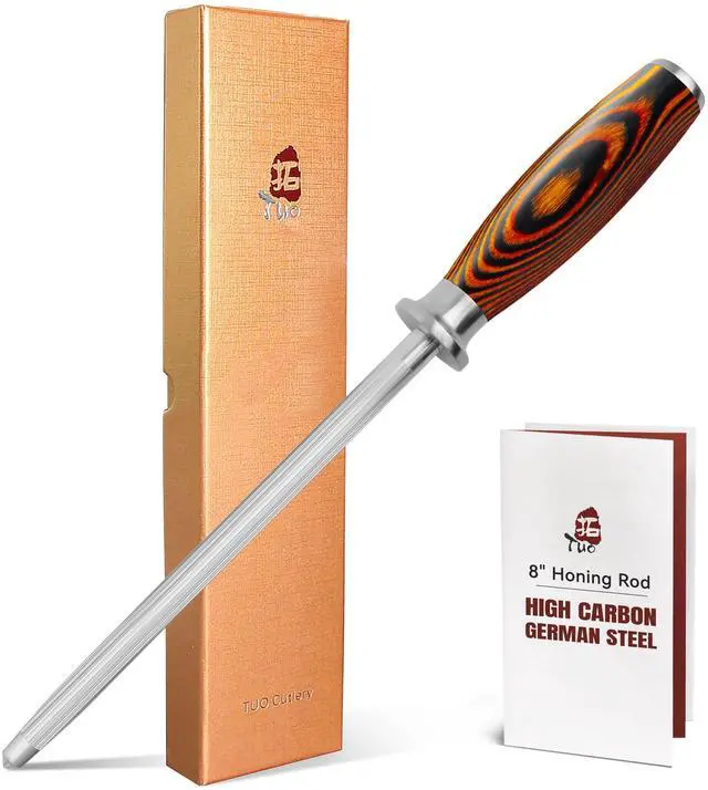 Main image of Honing Rod, Sharpening Steel with Larger Diameter for Kitchen Knife Daily Honing Maintenance, High Carbon Steel 8" Knife Sharpener Rod, Ergonomic Handle