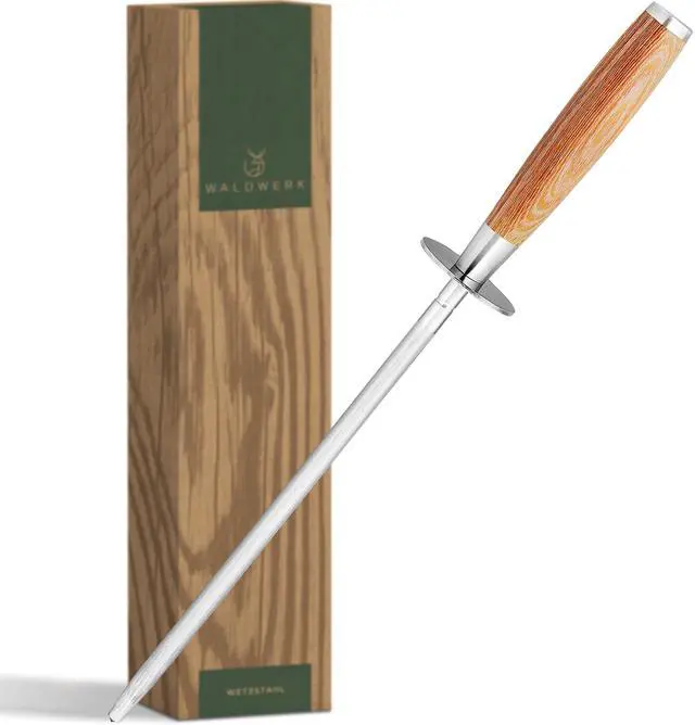 Main image of Premium Honing Rod - Honing Steel Made of Hardened Steel with Elegant Wooden Handle - 100% Plastic-Free Sharpening Steel for - Kitchen Knife Sharpener - Knife Sharpeners for Kitchen Knives