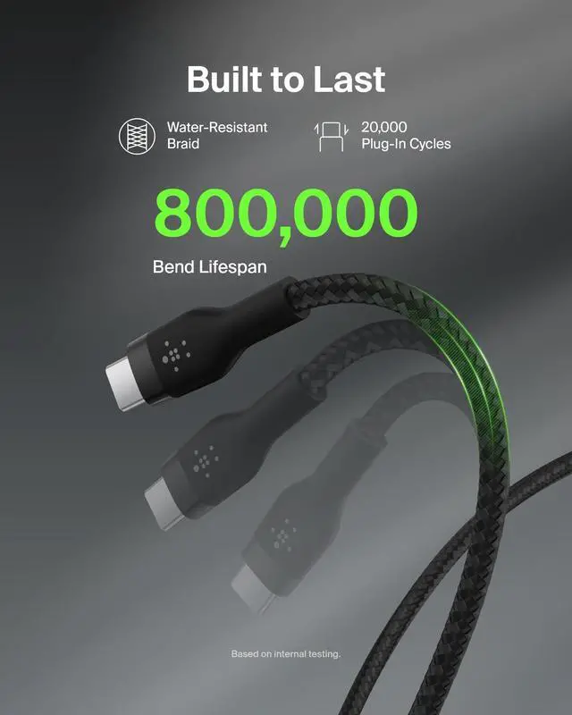 Alt view image 3 of 7 - BoostCharge Pro Flex Braided USB-C to USB-A Cable (1M/3.3FT) USB-IF Certified Fast Charging Cable for iPhone 17, iPhone 17 Pro, iPad, Galaxy S25, Note, Pixel, Nintendo Switch 2 & More - Black