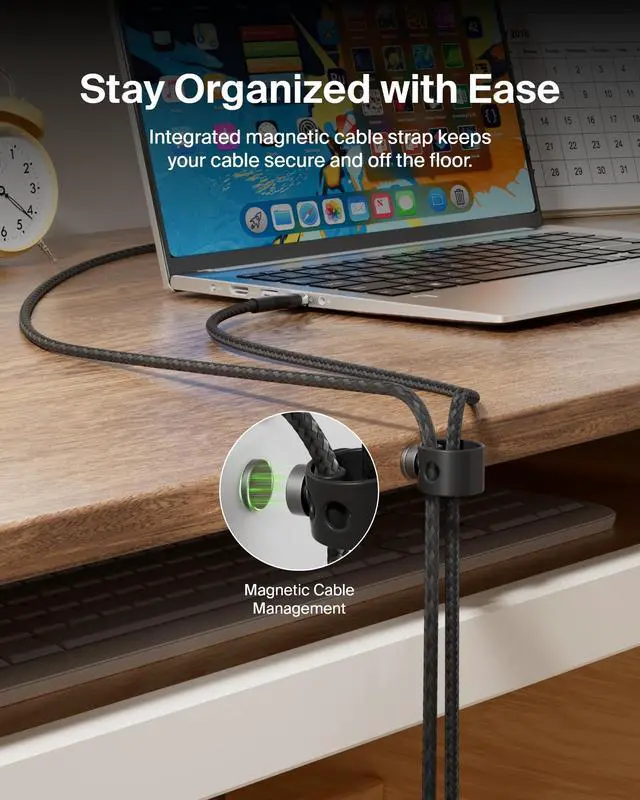 Alt view image 4 of 7 - BoostCharge Pro Flex Braided USB-C to USB-A Cable (1M/3.3FT) USB-IF Certified Fast Charging Cable for iPhone 17, iPhone 17 Pro, iPad, Galaxy S25, Note, Pixel, Nintendo Switch 2 & More - Black