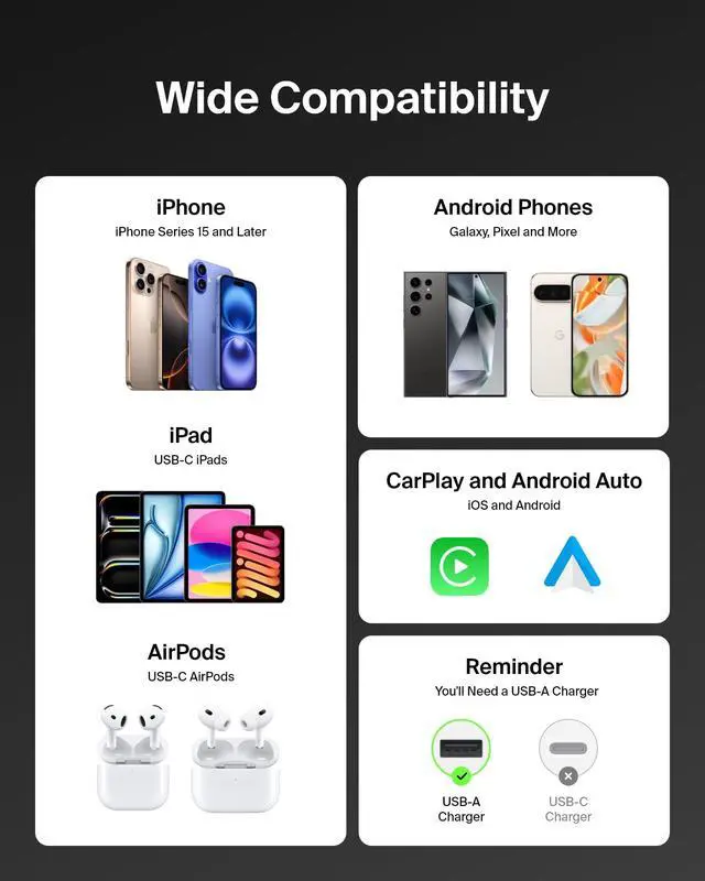 Alt view image 7 of 7 - BoostCharge Pro Flex Braided USB-C to USB-A Cable (1M/3.3FT) USB-IF Certified Fast Charging Cable for iPhone 17, iPhone 17 Pro, iPad, Galaxy S25, Note, Pixel, Nintendo Switch 2 & More - Black