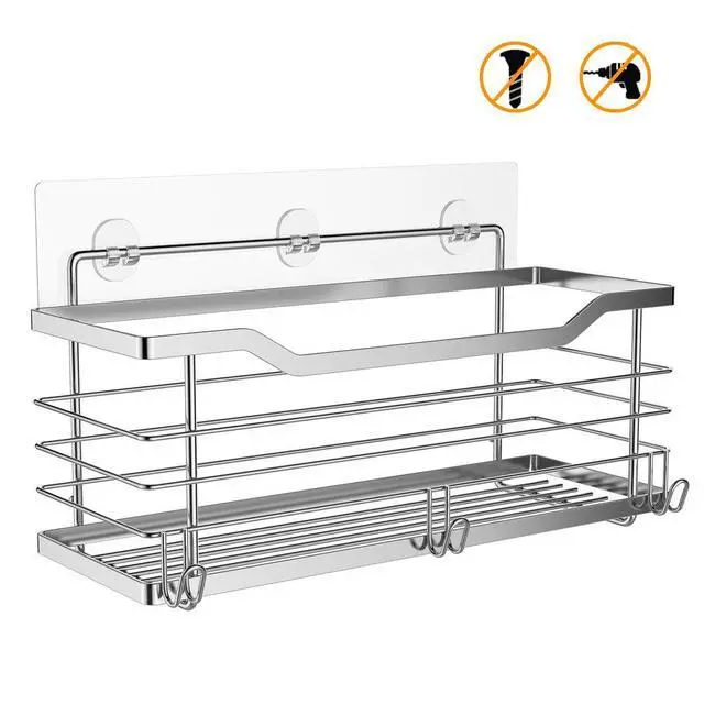 Alt view image 4 of 5 - 2 Pack Shower Shelf Adhesive for Replacement,Transparent Bathroom Adhesive Strips,Shower Stickers for Shelves,No Drilling for Corner Shelf Basket and Kitchen Racks