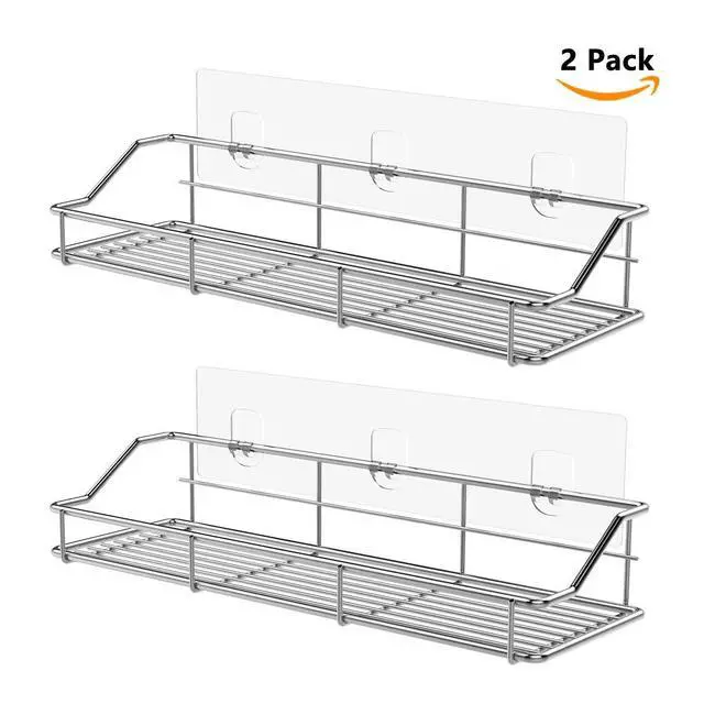 Alt view image 3 of 5 - 2 Pack Shower Shelf Adhesive for Replacement,Transparent Bathroom Adhesive Strips,Shower Stickers for Shelves,No Drilling for Corner Shelf Basket and Kitchen Racks
