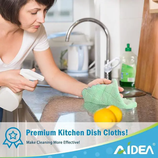Alt view image 5 of 7 - Kitchen Dishcloths, 12 PK Absorbent Dish Towels Coral Fleece 6"x10.4"