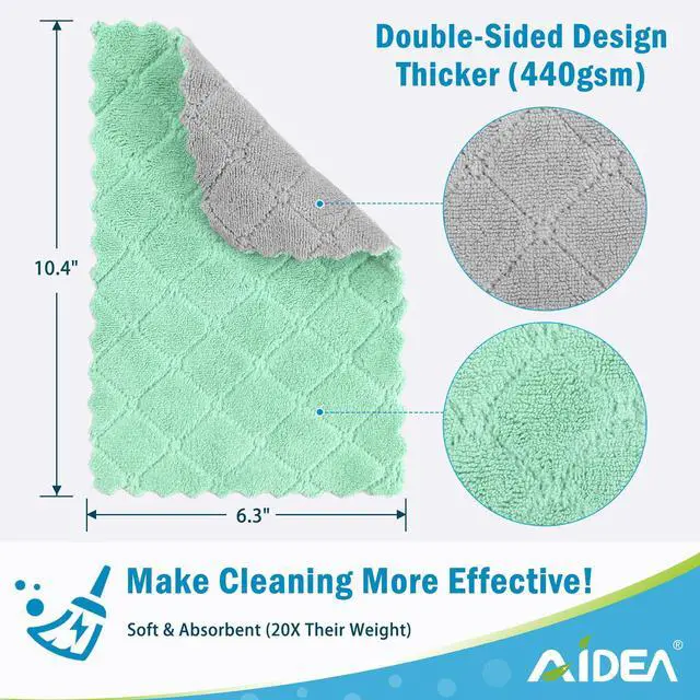 Alt view image 6 of 7 - Kitchen Dishcloths, 12 PK Absorbent Dish Towels Coral Fleece 6"x10.4"