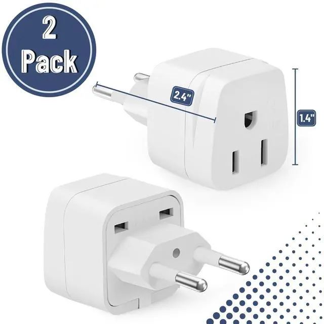 Alt view image 2 of 6 - European Travel Plug Adapter, 2 Pack, Type C, US to Europe Plug Adapter