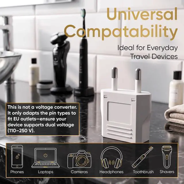 Alt view image 4 of 7 - 4 Pack European Travel Plug Adapter, Unidapt US to Europe Plug Adapter, European Adapter Type C Pin Adaptor, Outlet Converter America USA to Europe Italy Spain Germany France EU, Power Plug, White