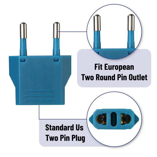 Alt view image 4 of 7 - European Travel Plug Adapter, 3 Pack, US to Europe Plug Adapter Type C, Outlet Converter, USA to Europe, Italy, Spain, Germany, France, EU