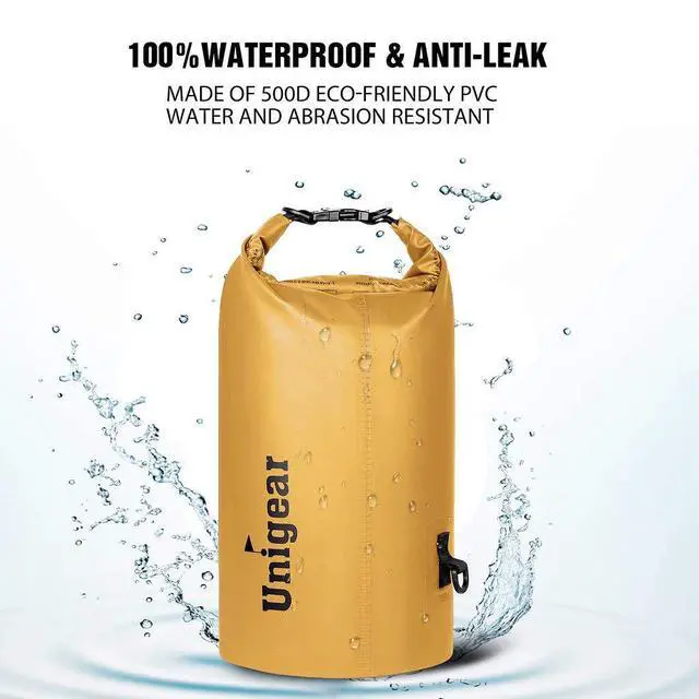 Alt view image 2 of 7 - Waterproof Bags/Waterproof Bags/Dry Bag (2L/5L/10L/20L/30L/40L) for Outdoor Activities and Water Sports, Camping, Boating, Kayaking, Fishing with Waterproof Phone Pouch, Pale Yellow, 5l, Dry
