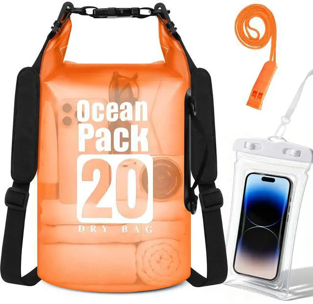 Main image of Dry Bag Waterproof, Roll Top Small Waterproof Backpack 20L, Floating Lightweight Bag with Water Proof Phone Pouch for Kayaking, Paddle Boarding, Boating, Fishing, Swimming