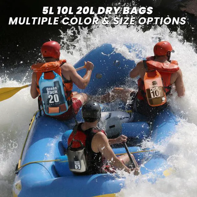 Alt view image 3 of 7 - Dry Bag Waterproof, Roll Top Small Waterproof Backpack 20L, Floating Lightweight Bag with Water Proof Phone Pouch for Kayaking, Paddle Boarding, Boating, Fishing, Swimming