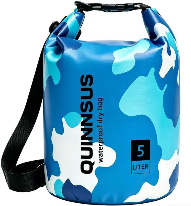Main image of Waterproof Dry Bag Backpack 5L Roll Top Floating Sack Keeps Gear Dry for Kayaking, Boating, Fishing, Camping, Swimming & Hiking, Beach Accessories Blue Camo