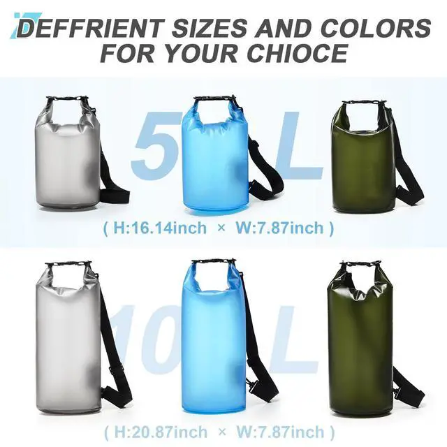 Alt view image 2 of 7 - Dry Bags for Kayaking Waterproof, 5L/10L Dry Storage Bag, Lightweight Roll Top Wet Bag for Swimming, Boating, Fishing, Travel, Camping & Beach, Small(Black)