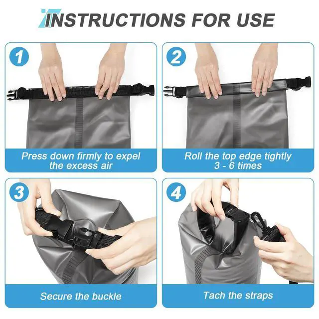Alt view image 5 of 7 - Dry Bags for Kayaking Waterproof, 5L/10L Dry Storage Bag, Lightweight Roll Top Wet Bag for Swimming, Boating, Fishing, Travel, Camping & Beach, Small(Black)