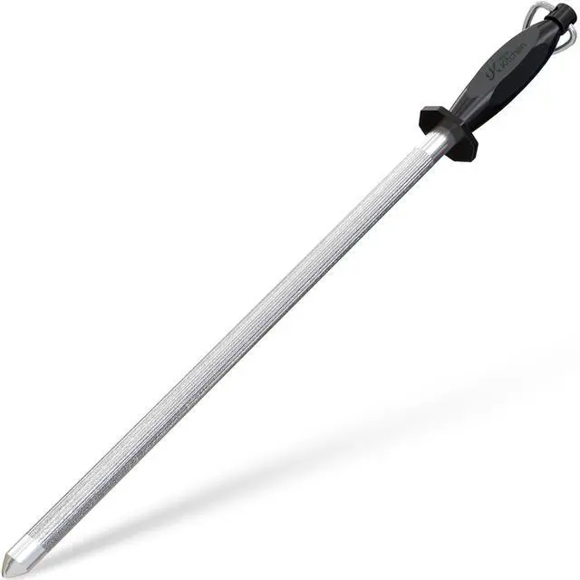 Main image of Knife Sharpener Rod 12 Inch, Professional Honing Rod for Knife Sharpening with Hanging Hook, Black