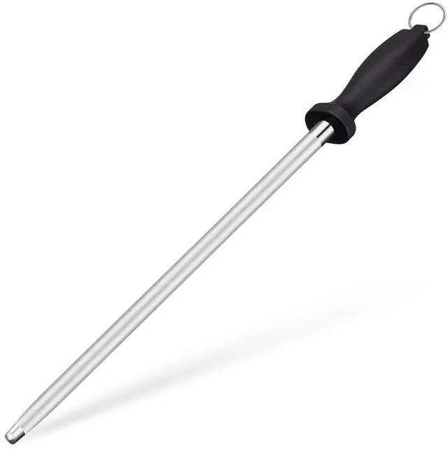 Main image of Kitchen Knife Sharpener Rod-12 Inches Professional Carbon Steel Knife Sharpening Honing Rod with Hanging Holes for Household, Chef, Hunting Sporting and Pocketknives, 17" Overall
