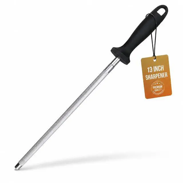 Main image of Knife Sharpener Rod, 13 Inch Carbon Steel Honing Steel for Kitchen Knives, Professional Magnetized Sharpening Stick with Nickel-Chrome Plating, Easy Grip Tool for Chef Knives