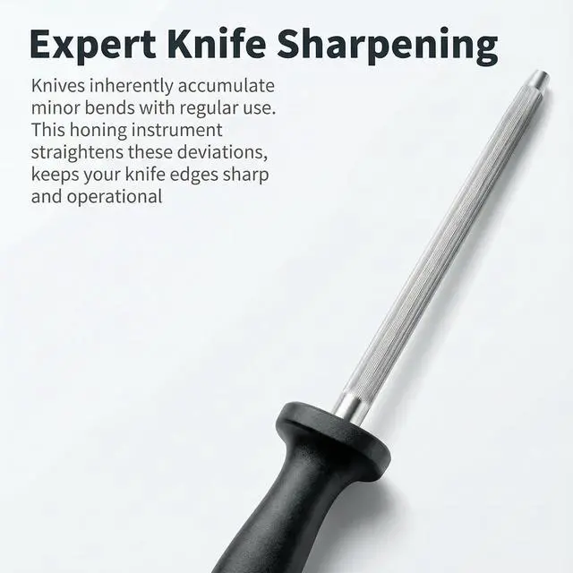 Alt view image 3 of 7 - Knife Sharpener Rod, 13 Inch Carbon Steel Honing Steel for Kitchen Knives, Professional Magnetized Sharpening Stick with Nickel-Chrome Plating, Easy Grip Tool for Chef Knives