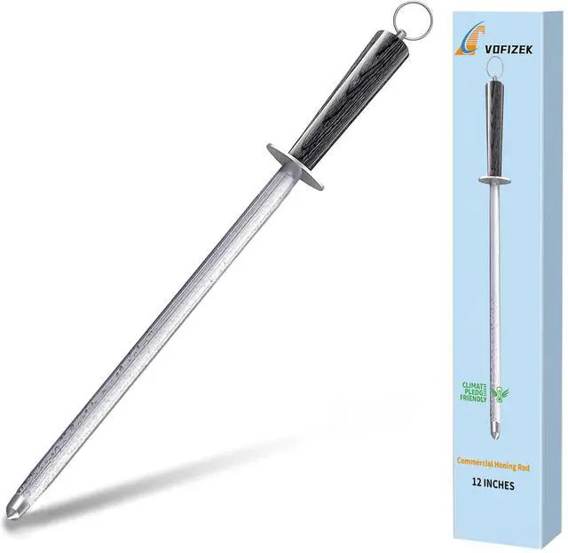 Main image of Honing Rod,12" Knife Sharpener Rod Knife Sharpening Steel Rod Adopt 66HRC Hard Alloy Steel Material With Rosewood handle for Knives