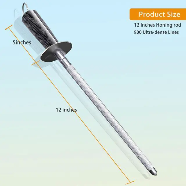 Alt view image 3 of 7 - Honing Rod,12" Knife Sharpener Rod Knife Sharpening Steel Rod Adopt 66HRC Hard Alloy Steel Material With Rosewood handle for Knives