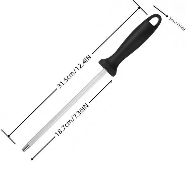 Alt view image 3 of 7 - 13" Professional Knife Sharpening Steel Rod - High Carbon Magnetic Honing Rod for Kitchen Chef Knives, Ergonomic Non-Slip Grip with Durable Serrations & Hanging Hole - Multi-Purpose for Home (13IN)