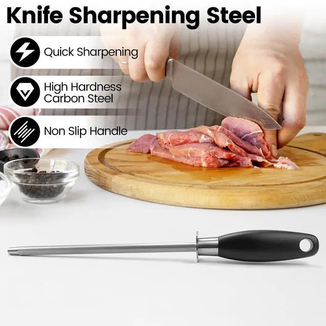 Alt view image 3 of 6 - Knife Sharpener Rod, Honing Steel, 8 Inch