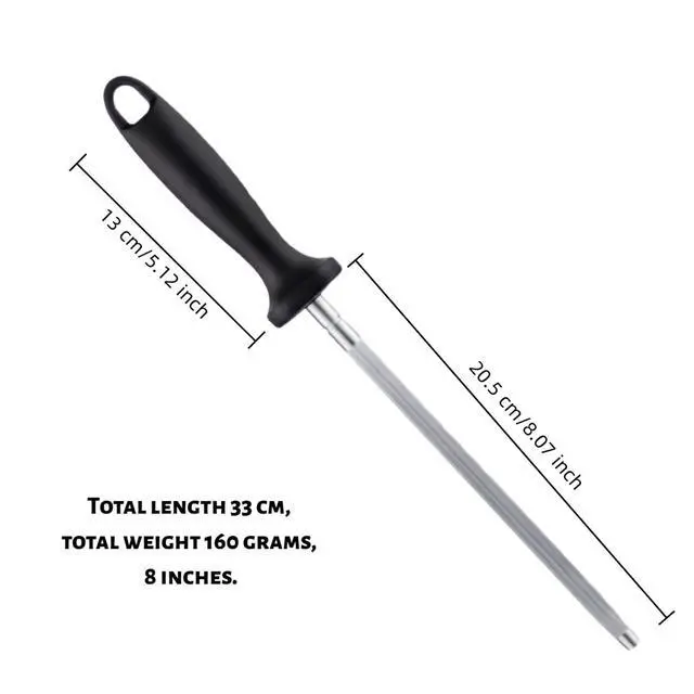 Alt view image 3 of 7 - Kitchen Knife Sharpener Rod-13 Inches Professional Carbon Steel Knife Sharpening Honing Rod with Hanging Holes for Household, Chef, Daily Maintenance 1pcs
