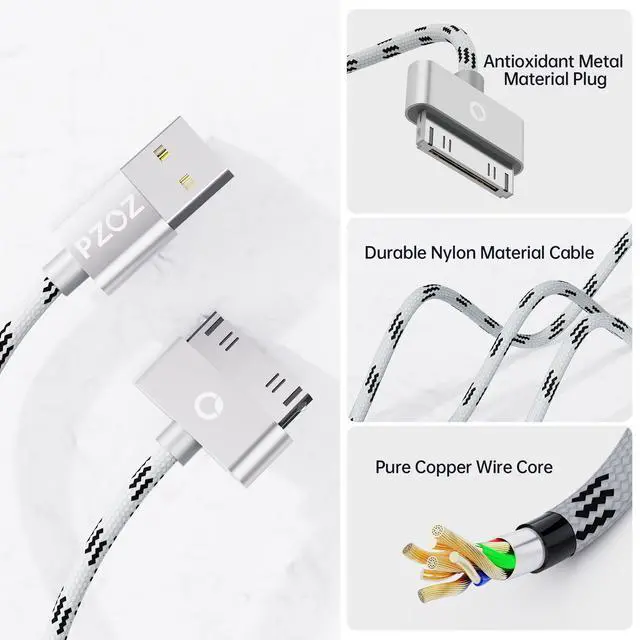Alt view image 5 of 7 - 30 Pin Cable for iPhone 4s/4/3G/3Gs, USB Charging and Charger Cable Sync Connector Data Cable for iPhone 4/ 4s, Old iPad 3/2/1 Generations,iPod Classic Touch Nano (3.3 Feet) (Gray)