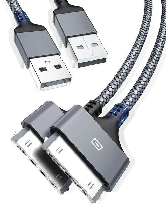 Main image of USB Charging Cable 6.6FT 2PCS, 30Pin USB Sync Cable High Speed Sync Charging Cord for iPhone 4 4s 3G 3GS iPad 1 2 3 iPod Classic Touch Nano