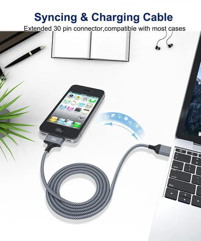 Alt view image 5 of 7 - USB Charging Cable 6.6FT 2PCS, 30Pin USB Sync Cable High Speed Sync Charging Cord for iPhone 4 4s 3G 3GS iPad 1 2 3 iPod Classic Touch Nano