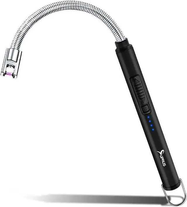 Main image of Electric Candle Lighter USB Type C Rechargeable Lighter Steel Shell & Hanging Hook with 360° Flexible Neck (Black)