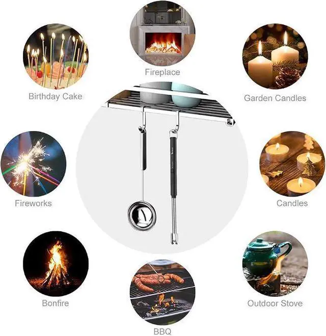 Alt view image 2 of 7 - Electric Candle Lighter USB Type C Rechargeable Lighter Steel Shell & Hanging Hook with 360° Flexible Neck (Black)