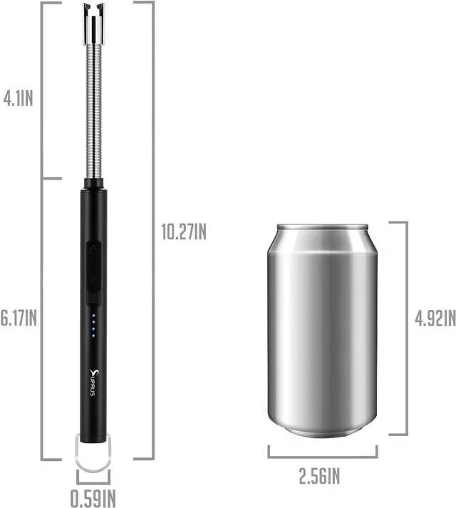 Alt view image 3 of 7 - Electric Candle Lighter USB Type C Rechargeable Lighter Steel Shell & Hanging Hook with 360° Flexible Neck (Black)