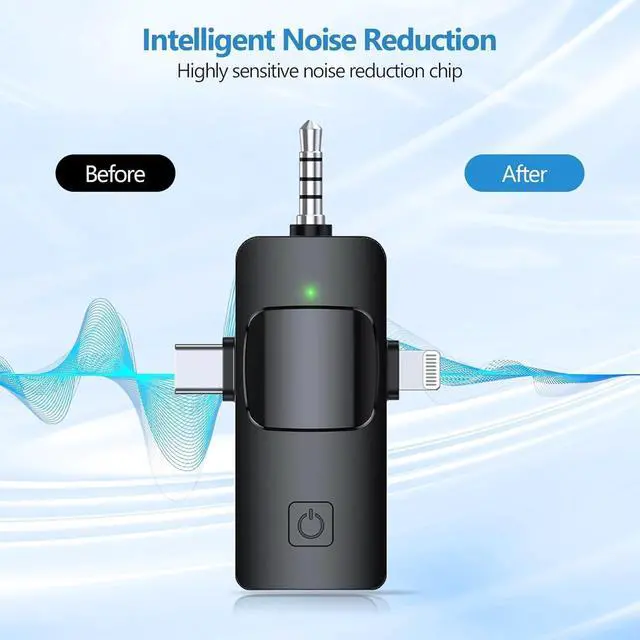 Alt view image 4 of 7 - Wireless Lavalier Microphone for iPhone & Android & iPad & Camera - 2 Pack 3 in 1 Mini Microphones with Noise Reduction Lapel Mic for Live Stream Content Creators Podcast