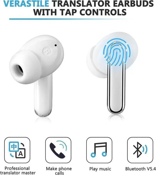 Alt view image 5 of 7 - Translation Earbuds Real Time Support 150 Languages,Translation Music and Calling 3-in-1,Translator Device with Bluetooth and APP,Provide Online Instant Voice Translation for Travel Business Learning