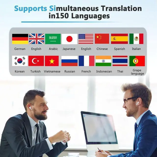 Alt view image 6 of 7 - Translation Earbuds Real Time Support 150 Languages,Translation Music and Calling 3-in-1,Translator Device with Bluetooth and APP,Provide Online Instant Voice Translation for Travel Business Learning