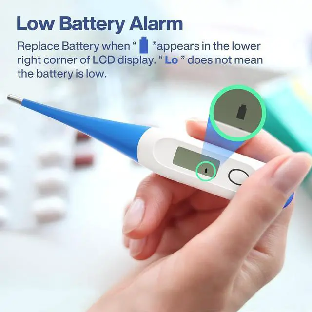 Alt view image 6 of 6 - 10 Seconds Oral Thermometer for Adults and Kids, Light Blue | Accurate & Safe, Rectal Digital Thermometer for Baby, Fever Alarm