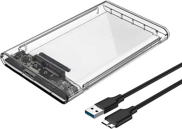 Main image of 2.5 Inch External Hard Drive Enclosure, SATA to USB 3.1 Tool-Free Clear for 2.5 Inch SSD & HDD 9.5mm 7mm External Hard Drive Case SSD Max 2TB Supports UASP SATA