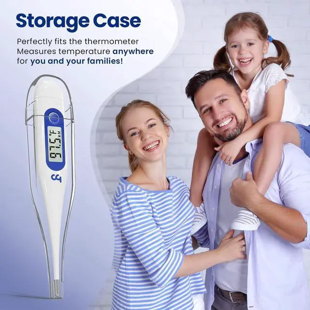 Alt view image 3 of 6 - Thermometer for Adults and Kids, Digital Thermometer with Fever Alert, Memory Recall, C/F Switchable, for Oral, Rectal or Under Arm Use, Klein Blue
