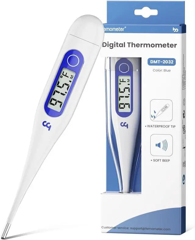 Alt view image 5 of 6 - Thermometer for Adults and Kids, Digital Thermometer with Fever Alert, Memory Recall, C/F Switchable, for Oral, Rectal or Under Arm Use, Klein Blue