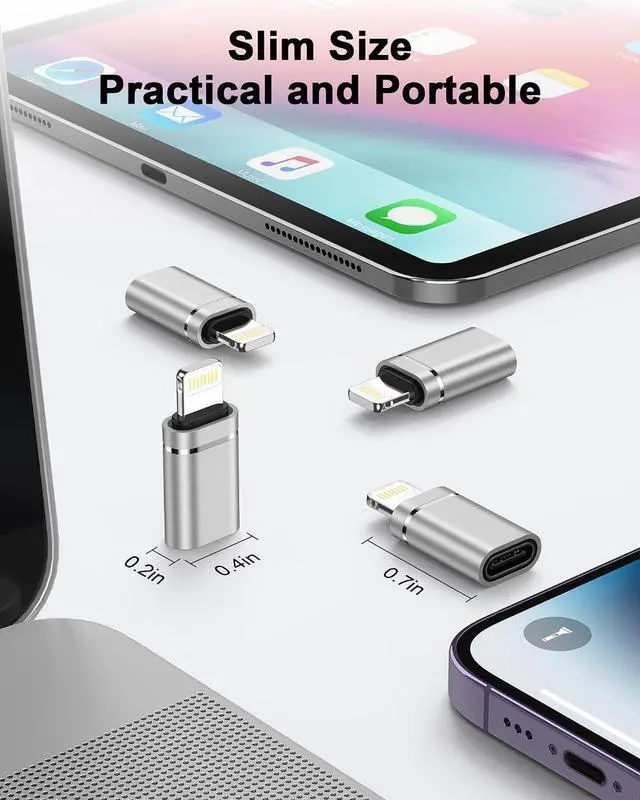 Alt view image 5 of 7 - USB C to Lightning Adapter 4Pack, Type-C Female to iPhone Male Converter | USBC to iPhone Charger Dongle for Apple 14 Pro Max 13 12 11 XS XR 8 Plus, iPad/iPod/AirPods -Charging Only, Not for Audio/OTG